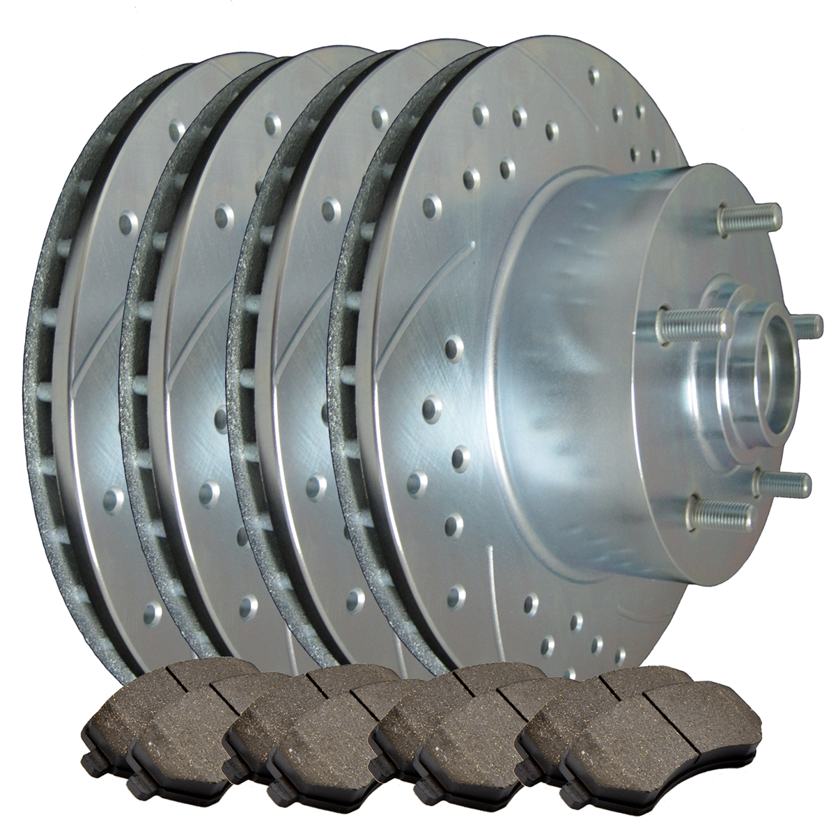 F&R Double Drilled Slotted Zinc Coated Premium Rotors w/SemiMet Pads ATL017894 eBay